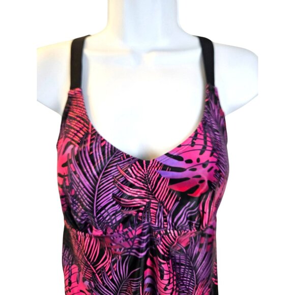 Tempt Me Womens Tropical Print Tankini Swimsuit Set & Boy Shorts Size Med Beach - Picture 6 of 10